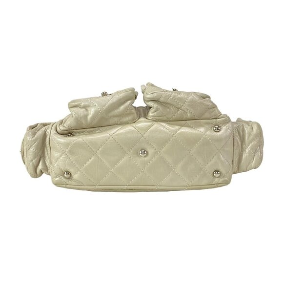 Auth CHANEL Cambon Line Bowling Bag Light gray Leather Shoulder Bag - Picture 6 of 16